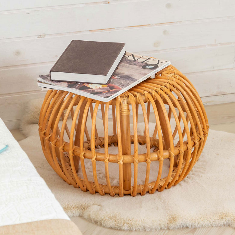 楽天市場】スツール ラタン オットマン サイドテーブル W 45cm D 45cm