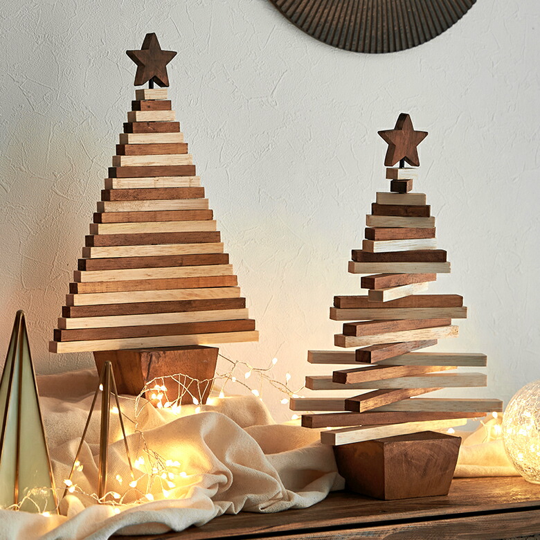 楽天市場】クリスマスツリー クリスマスオブジェ ウッド 木製 天然木