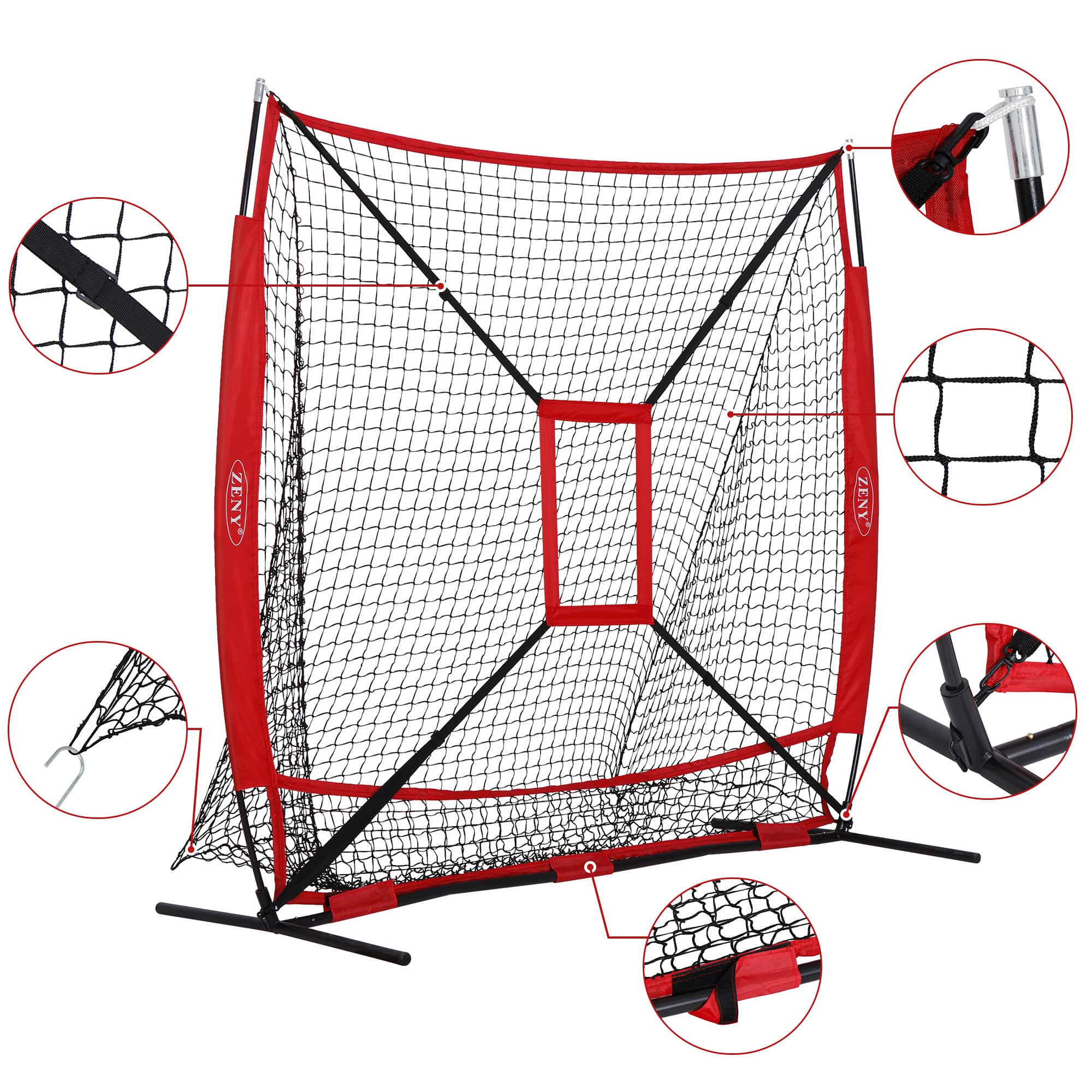 楽天市場】野球練習ネット 展開サイズ153x153cm 口字型枠 自宅 投球