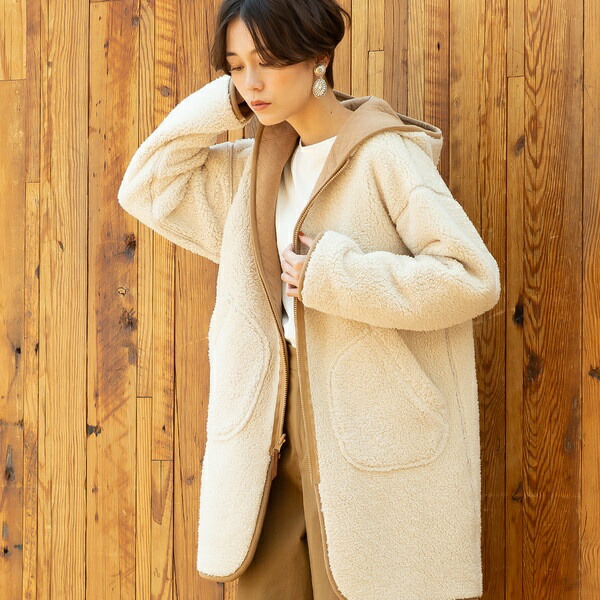 楽天市場】キルト×ボア リバーシブルフーデッドアウター（フーデット