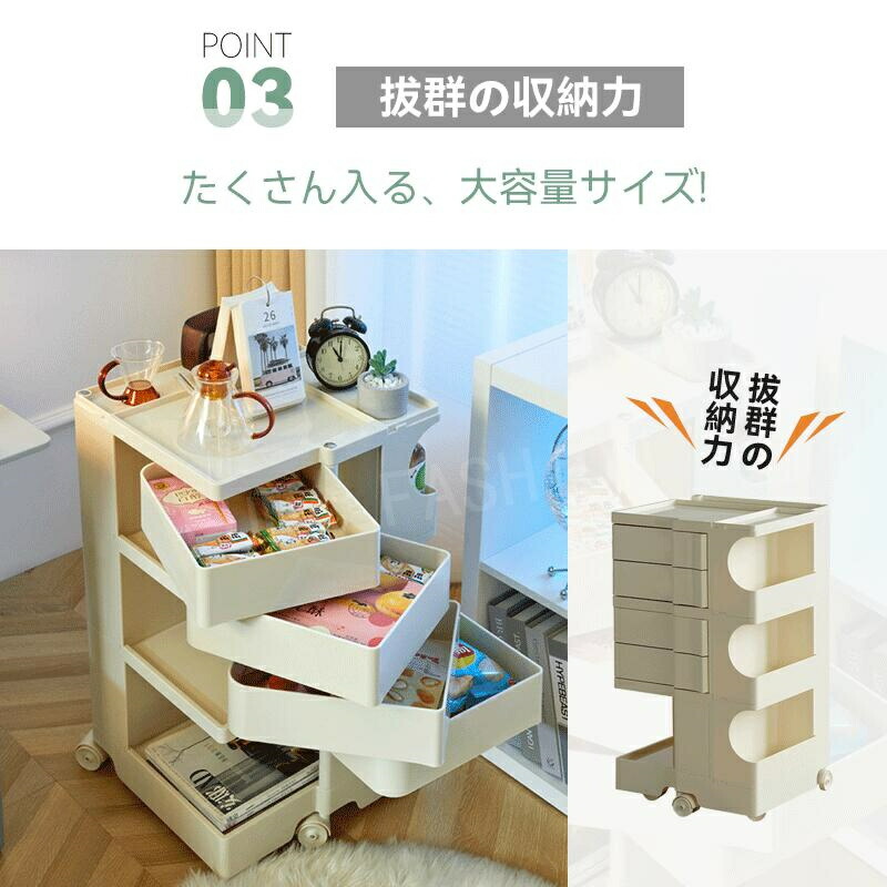 楽天市場】ボビー ワゴン 引き出し 収納ラック キャスター付き