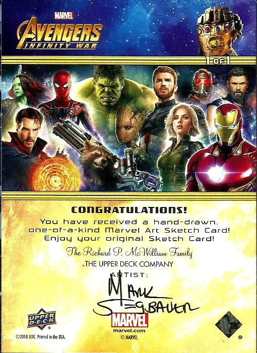 Upper Deck Avengers I Am Groot Mark Stegbauer Sketch Card