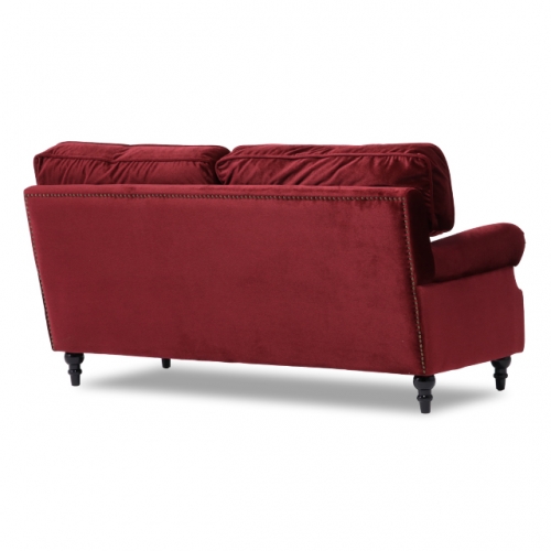ブリックス 2.5人掛けソファ コンパクトソファ レッドベルベット 布