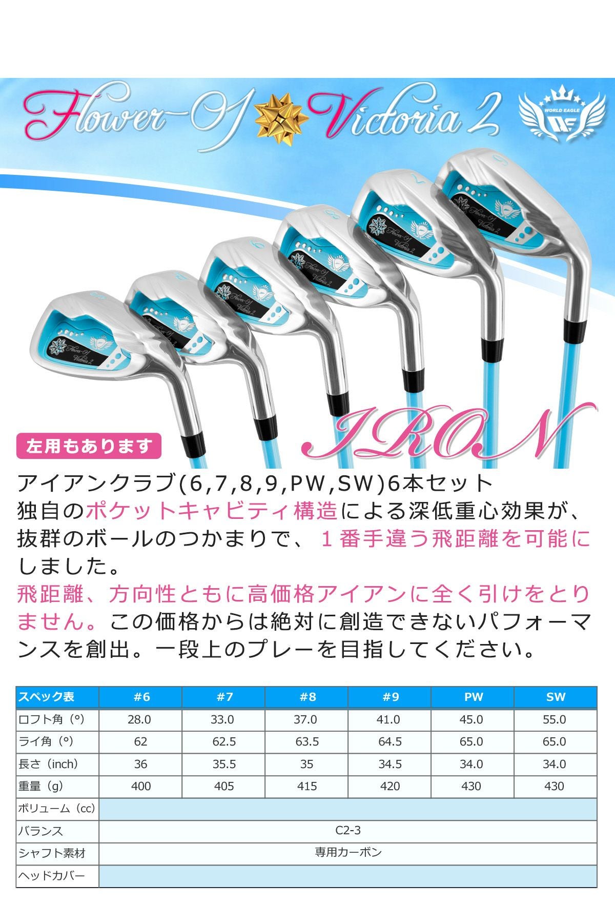 ワールドイーグル FL-01☆V2 アクアブルー レディース 13点（10本