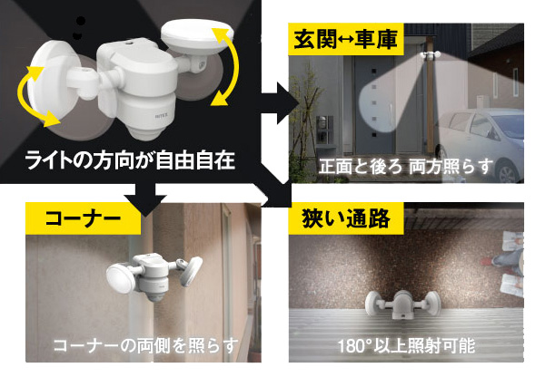 5W×2灯 LEDセンサーライト 広範囲タイプ（LED-AC206）
