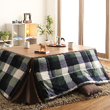 フワフワで心地よい チェック柄はっ水省スペースこたつ掛け布団単品の