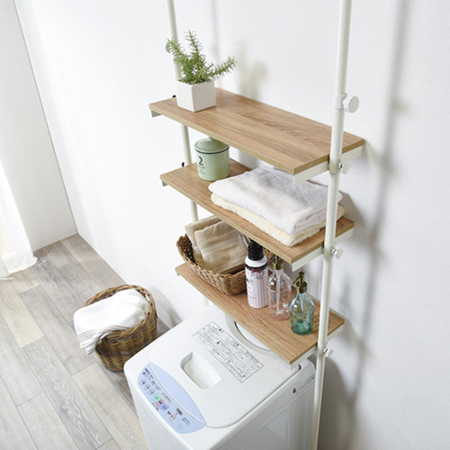 どんなお部屋にも馴染むシンプルなデザイン 突っ張り洗濯機ラック