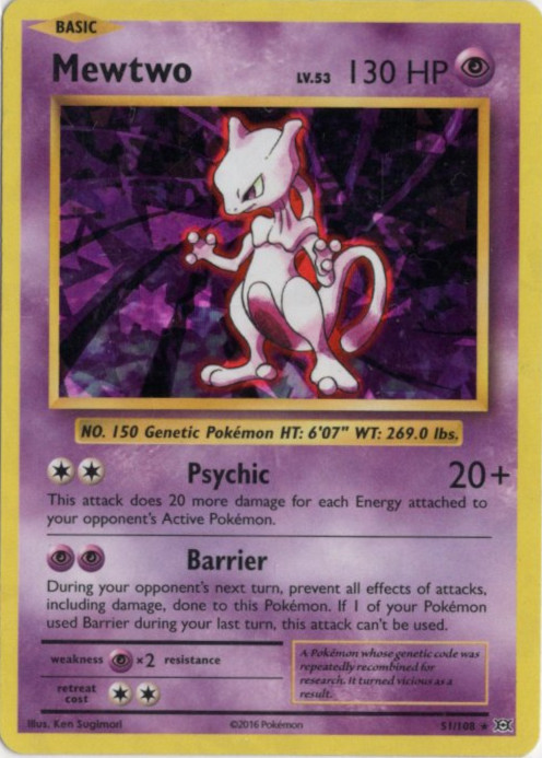 ミュウツー 海外版 英語版 アイスホロ Mewtwo - 51/108 -【Card Chicken】