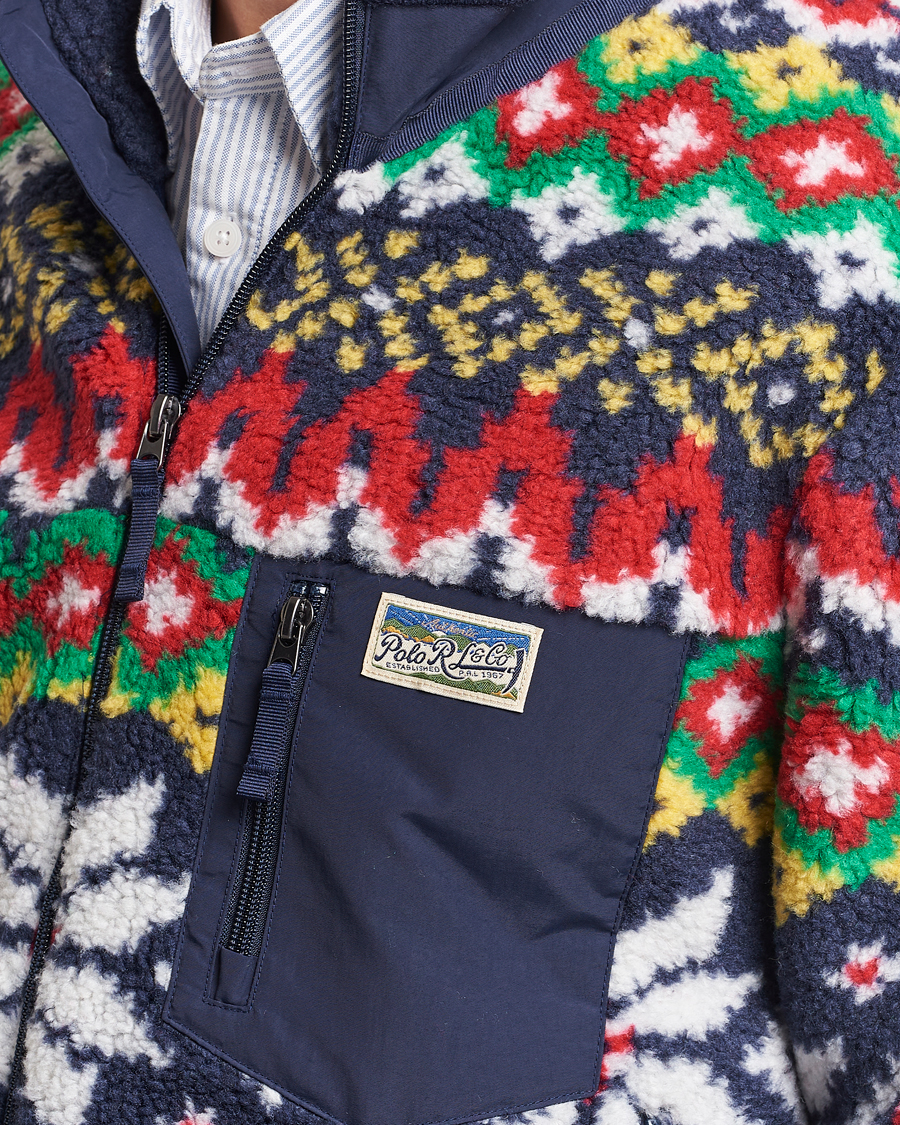 Polo Ralph Lauren Bonded Hi-Pile Snowflake Fairisle Full Zip Navy