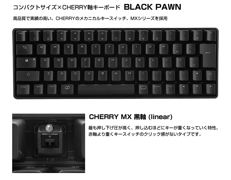 販売終了】 BLACK PAWN CHERRY黒軸キーボード (CK-67CMB-BKJP1) - 株式