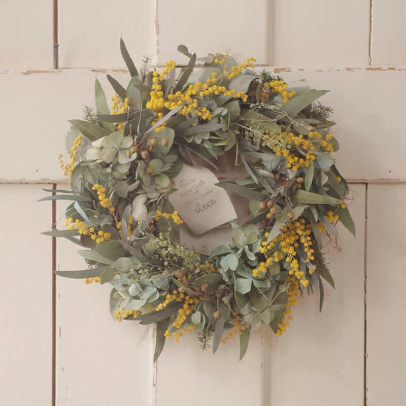 ミモザのドライフラワーリース*母の日ギフトアレンジメント 商品詳細