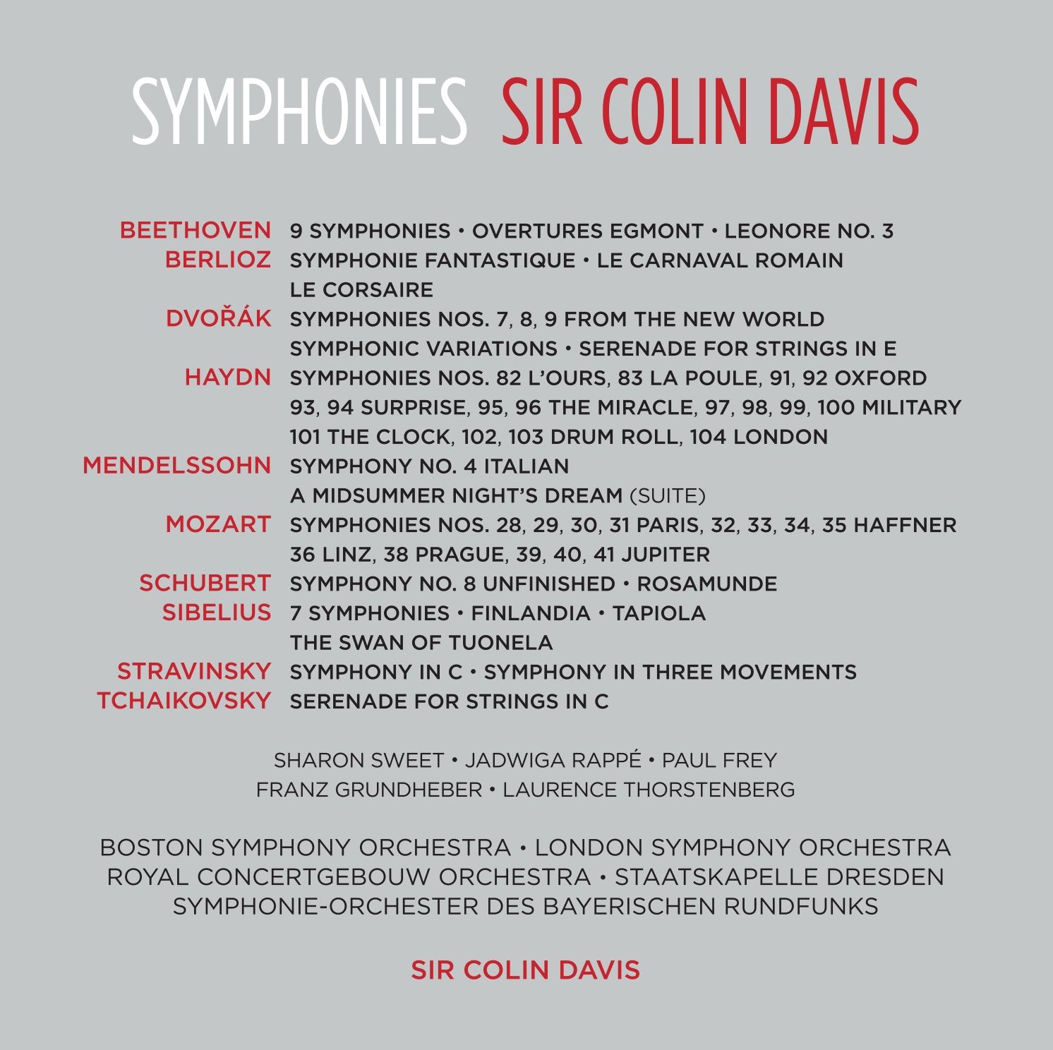 SYMPHONIES - SIR COLIN DAVIS (28 CDS) – ClassicSelect World