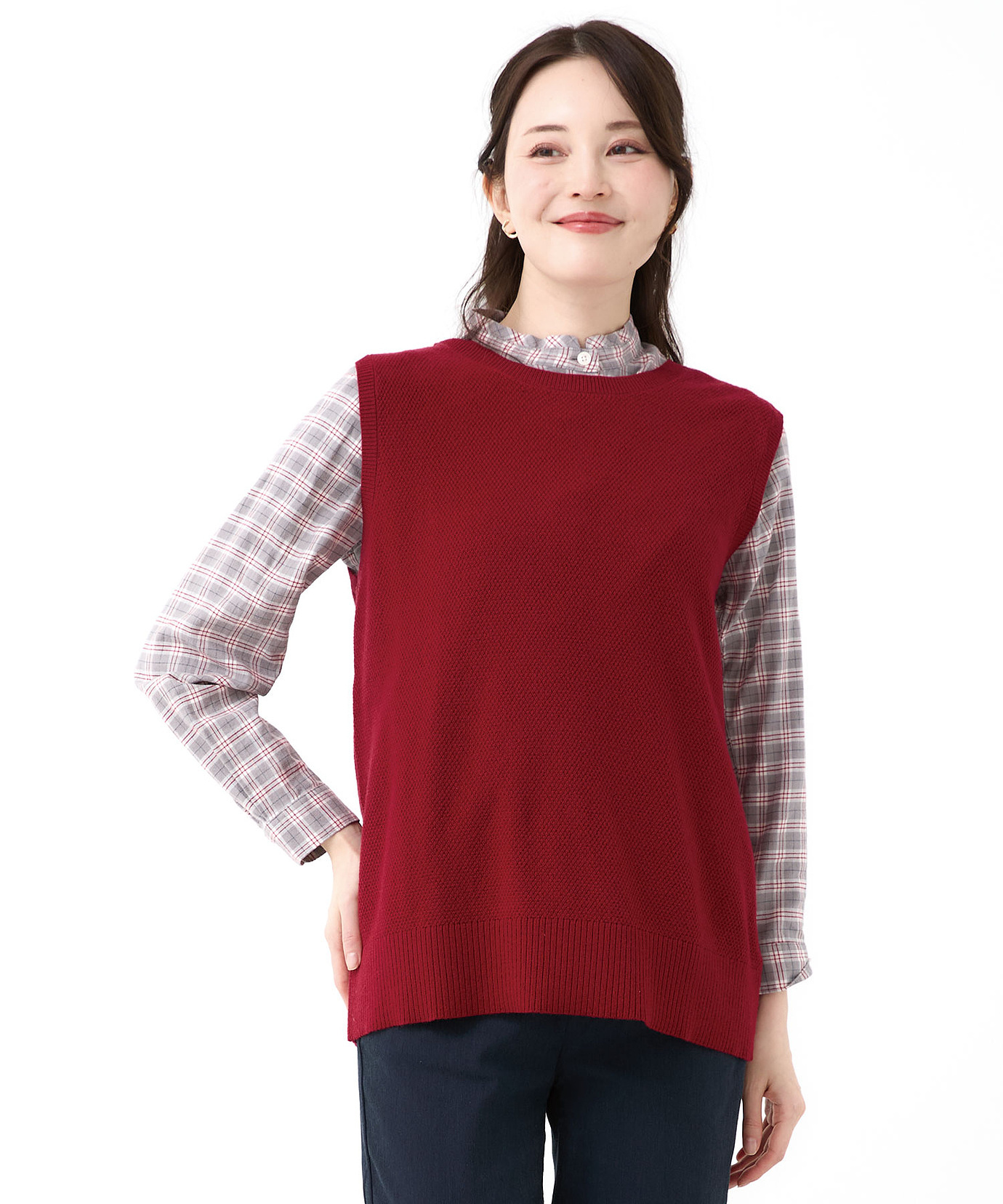 レディース ウールブレンド 2WAY ニットベスト【手洗いOK】通販 [0303