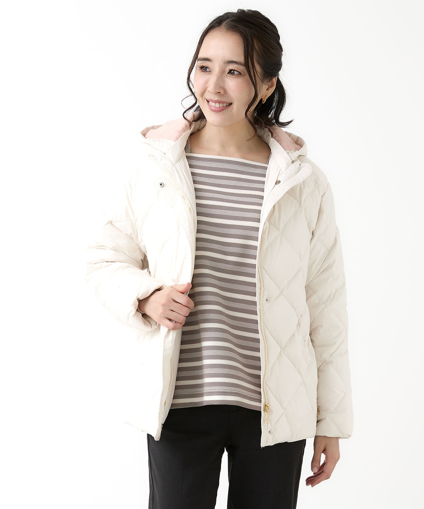 レディース 2WAYフード キルトダウン ジャケット【撥水加工】通販