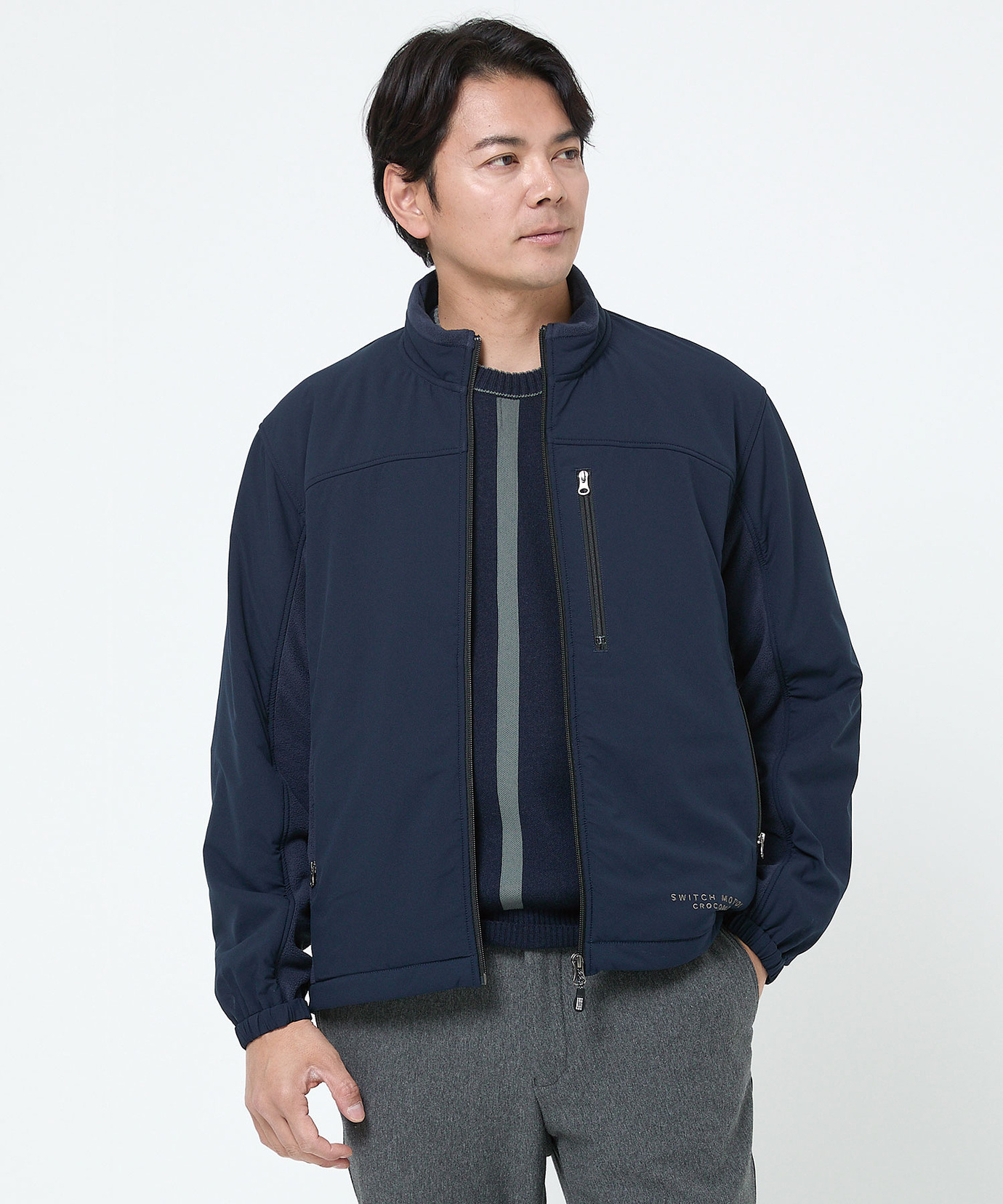 メンズ フリース切り替え スタンドカラー ブルゾン通販 [1502-56279