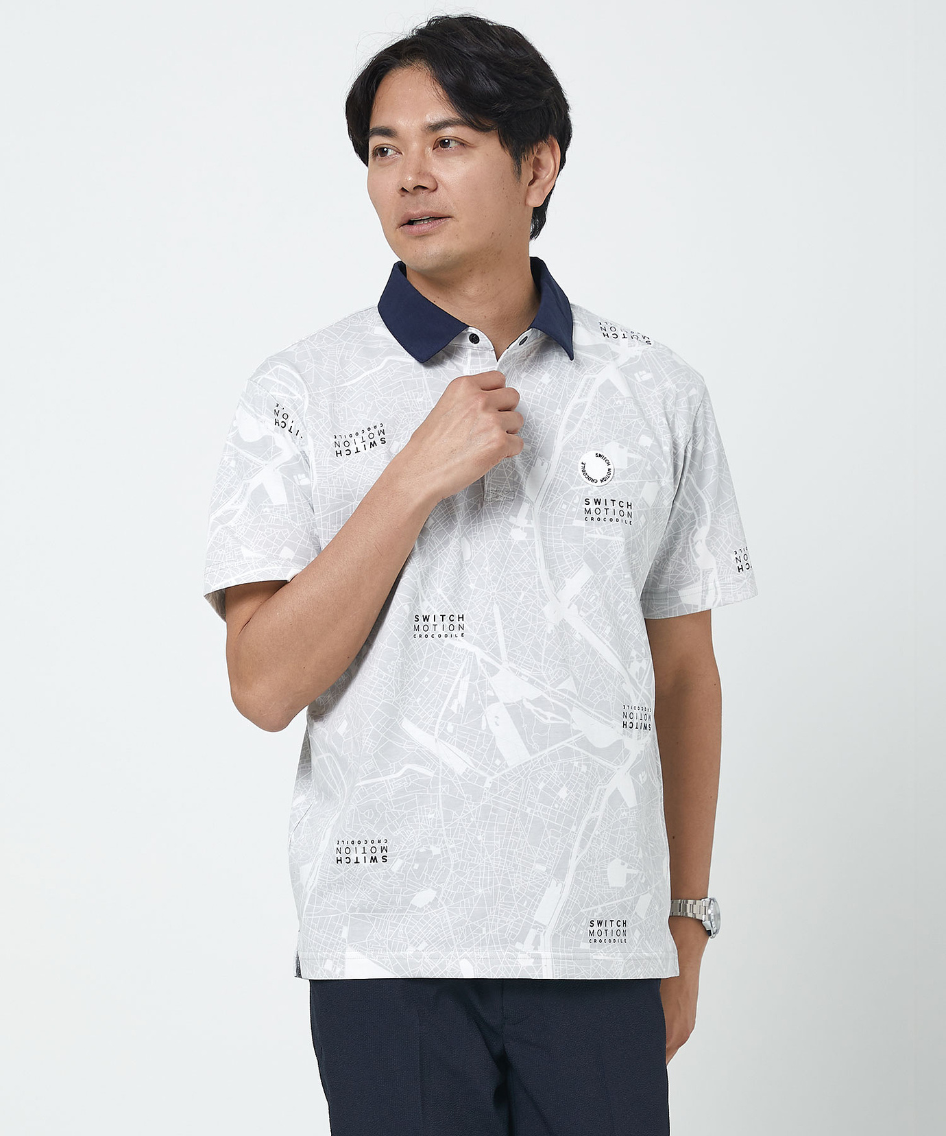 メンズ マップ柄 プリント ポロシャツ通販 [1502-53274
