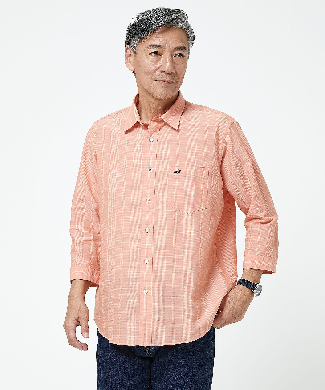 メンズ ソアロン 無地 七分袖 シャツ【接触冷感】【JAPAN FABRIC】通販