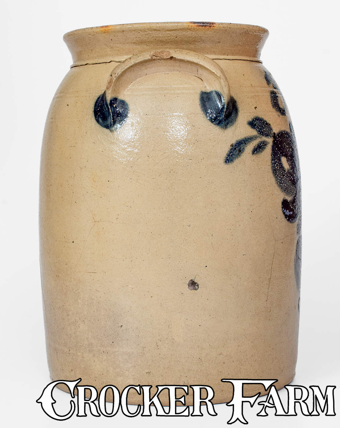 3 Gal. LYONS, New York Stoneware Jar w/ Elaborate Cobalt Floral