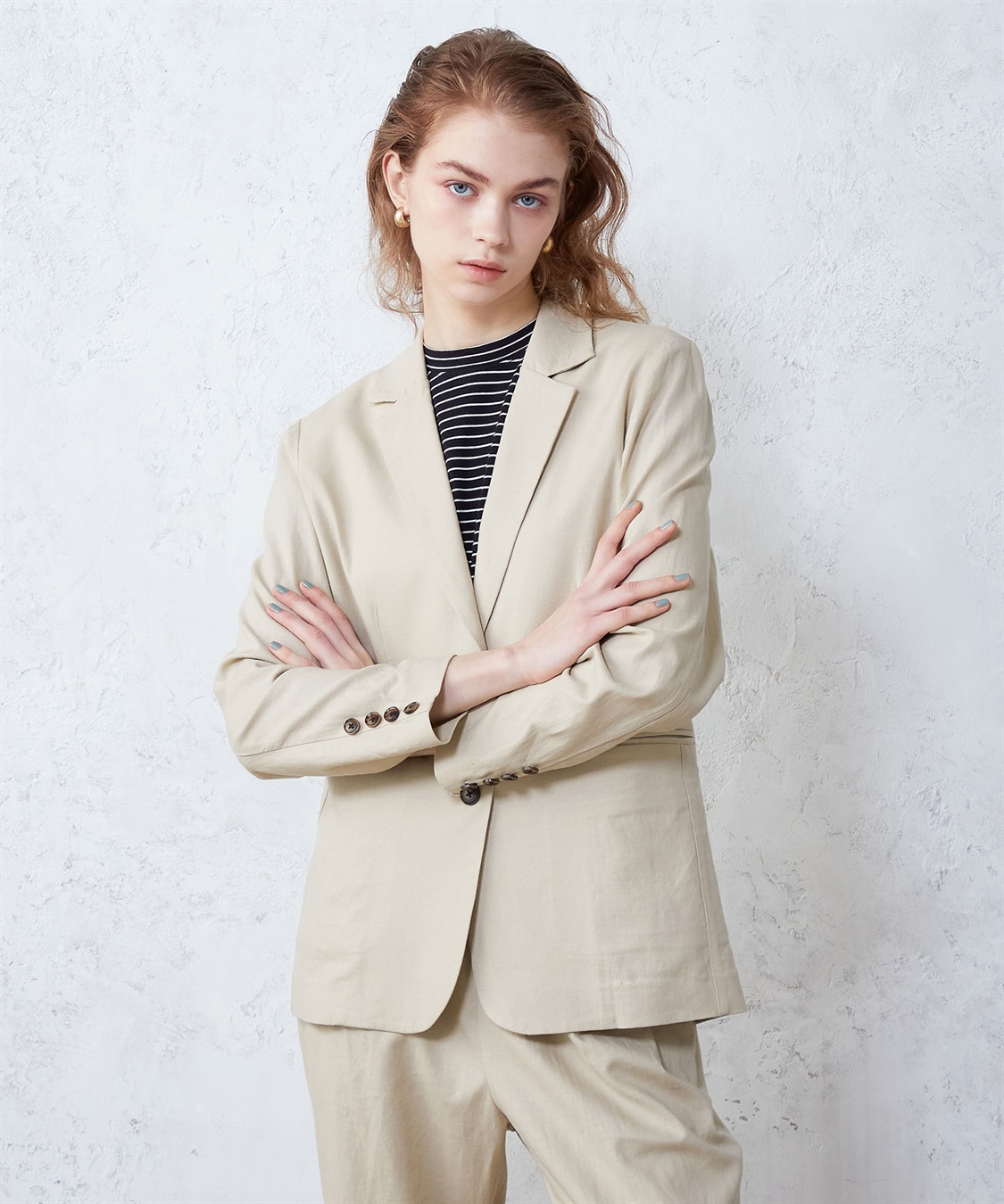 リネンブレンドストレッチジャケット LE SOUK HOLIDAY｜クロスプラス