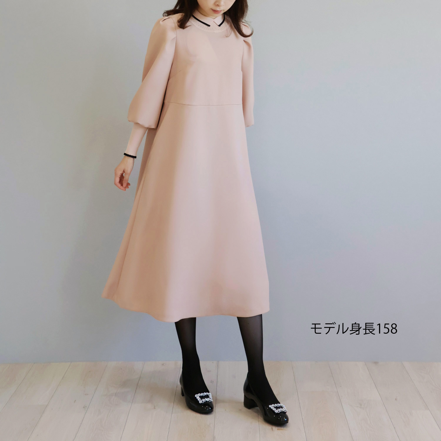 ニット衿 袖口すっきり リラックスワンピース【JM2362BE】 商品詳細