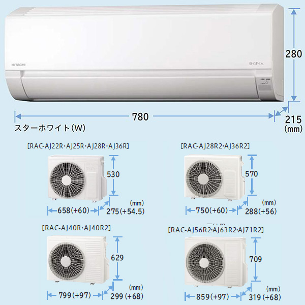 RAS-AJ40R2-W 日立 ルームエアコン 白くまくん AJシリーズ 主に14畳