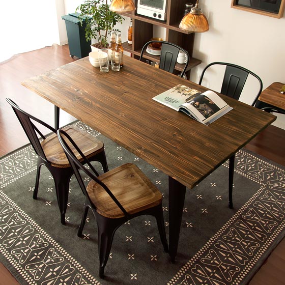 4人用 ヴィンテージウッドダイニング Lewis(ルイス) 140×80cmテーブル