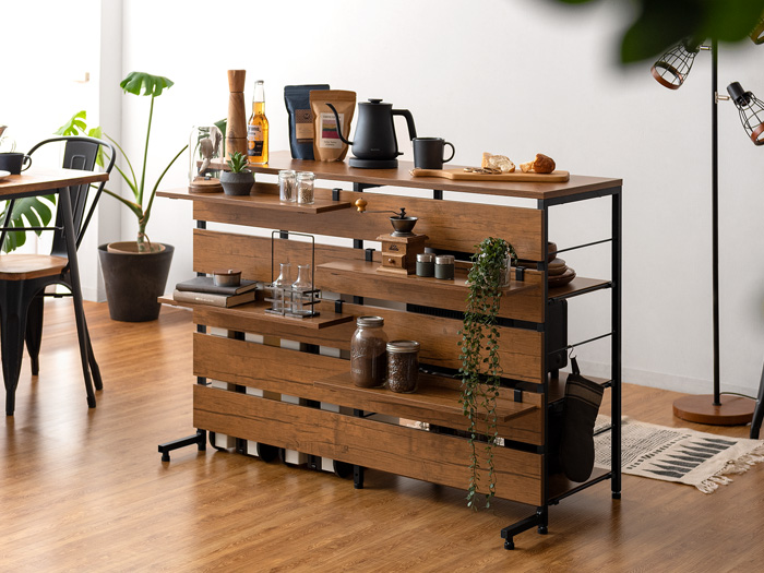 ゴミ箱収納キッチンカウンター emery(エメリー) 120cm幅 背板あり