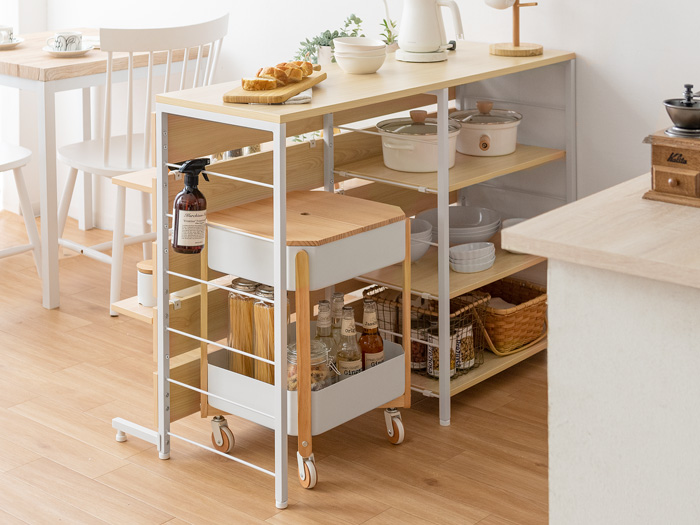 ゴミ箱収納キッチンカウンター emery(エメリー) 120cm幅 背板あり