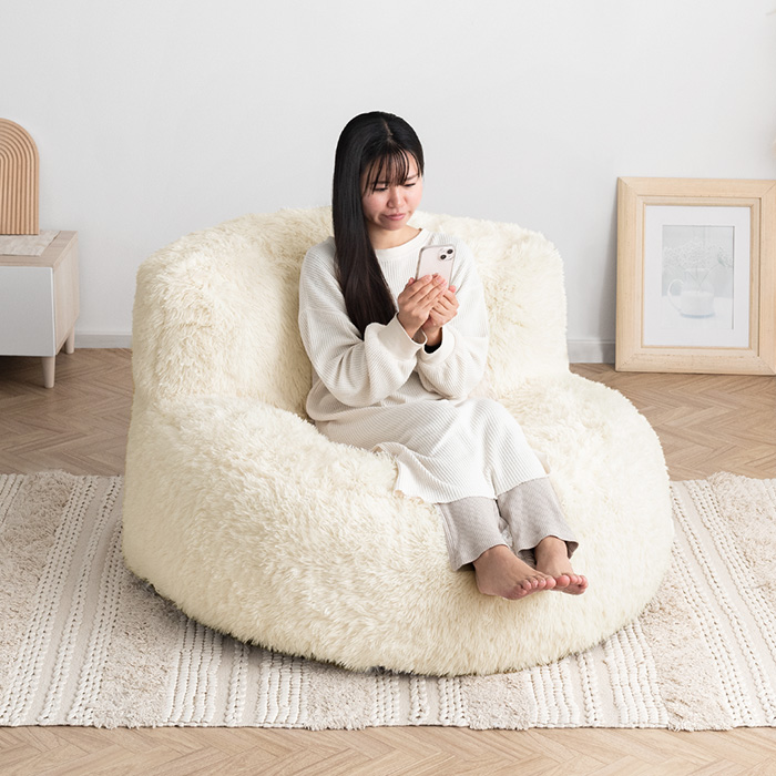 1人掛け クッションソファ まんまる極厚 背もたれ付き もちもち