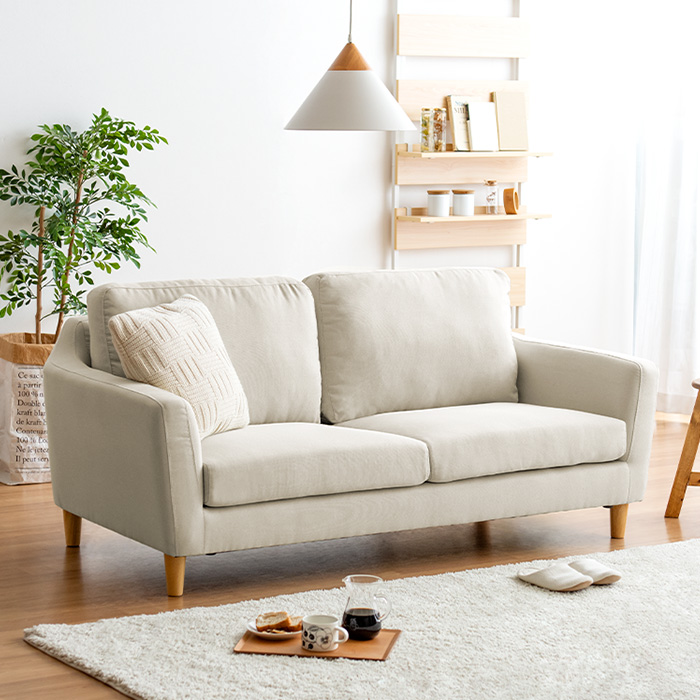 2人掛けソファ ファブリック ウレタンクッション 広め設計 LAURU