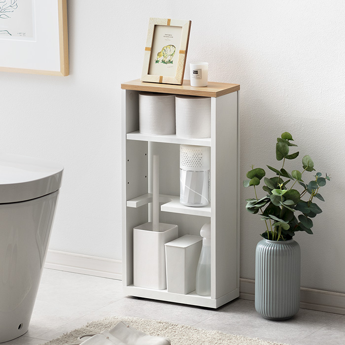 キャスター付きトイレワゴン Laurie〔ローリー〕スリムタイプ | 家具