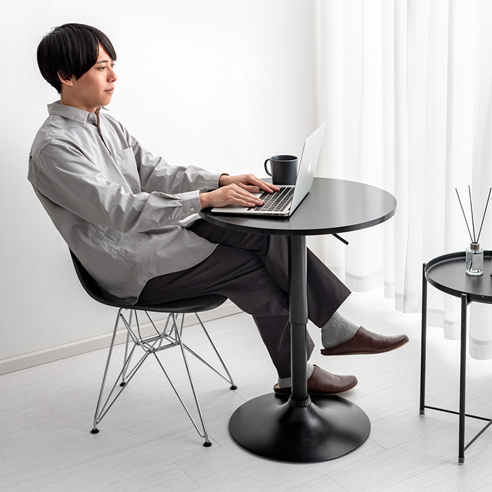 2人用 昇降式カフェテーブル(高さ68.5〜92cm)丸型 | 家具・インテリア