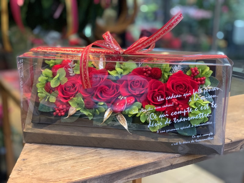 長方形フレーム/プリザーブドフラワー（赤系） - フローリスト赤キ屋