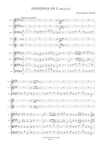 Johann Baptist Wanhal: Sinfonia in E Minor (Bryan e1) – Sheet Music