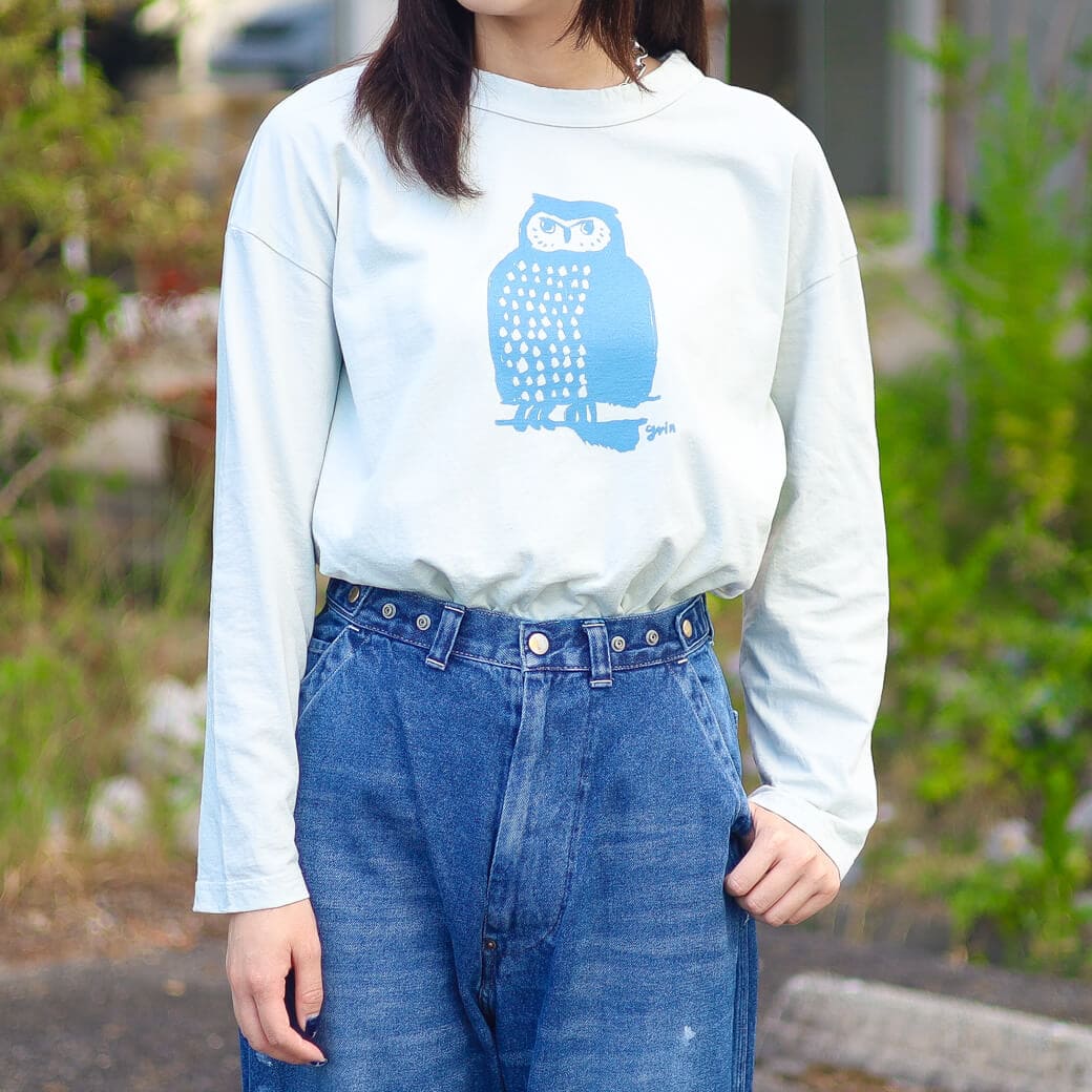 grin グリン エーゲ海 ふくろう プリント 長袖 Tシャツ｜BORN FREE