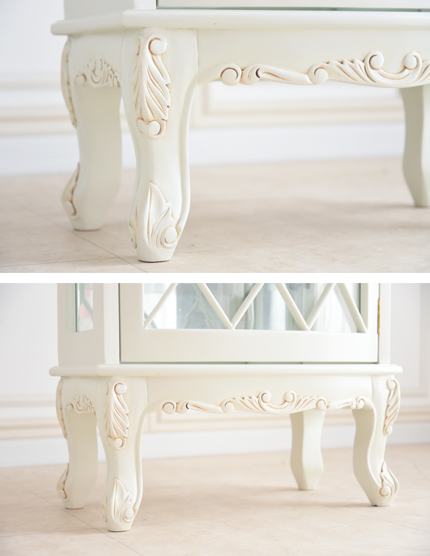 PALMA マホガニー キャビネット ホワイト 幅60cm | ロココ調家具通販