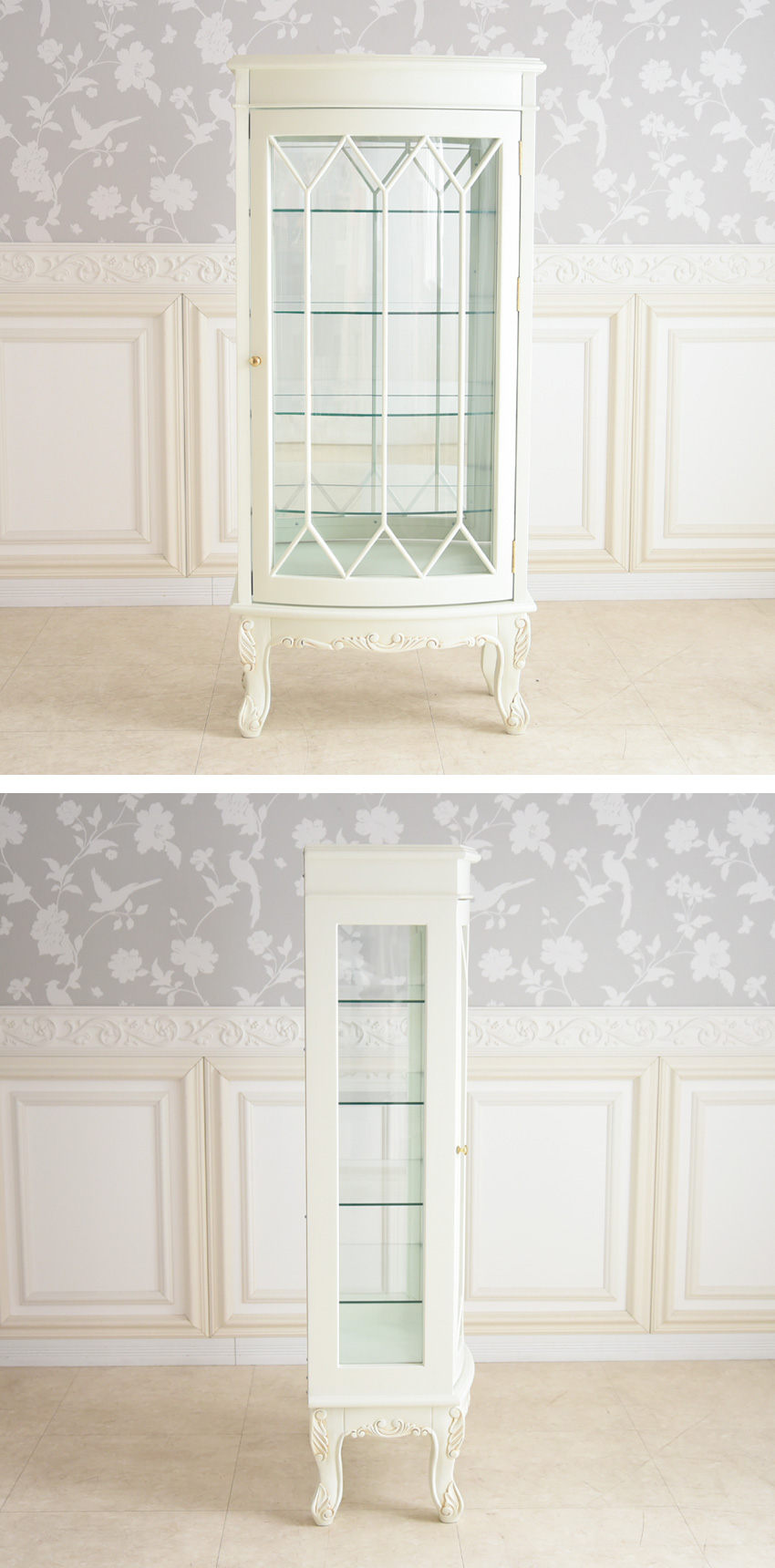 PALMA マホガニー キャビネット ホワイト 幅60cm | ロココ調家具通販