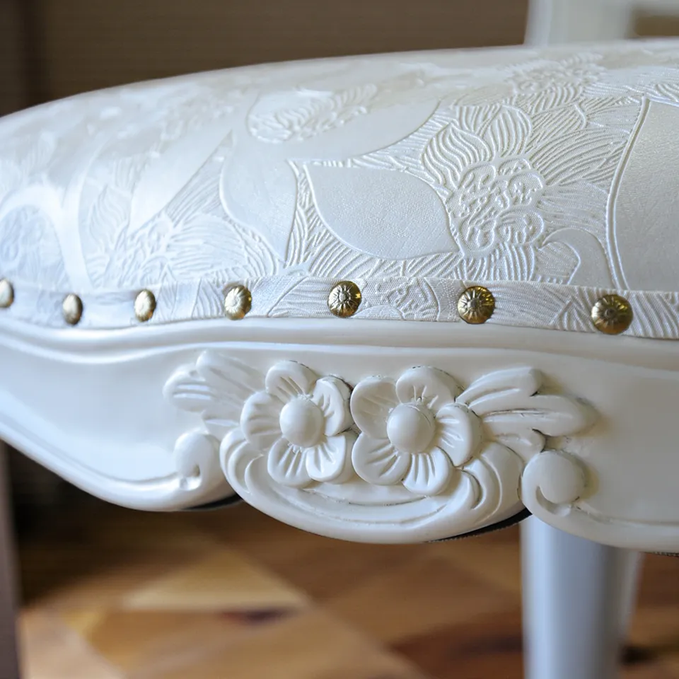 ロココ調 ダイニングチェア ホワイト アイボリー 幅55cm 猫脚 ｜ロココ