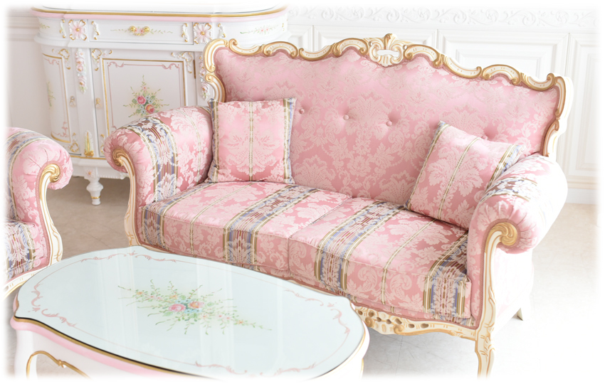 イタリア製 ロココ アントワネット 2人掛けソファ(2P) 幅160cm