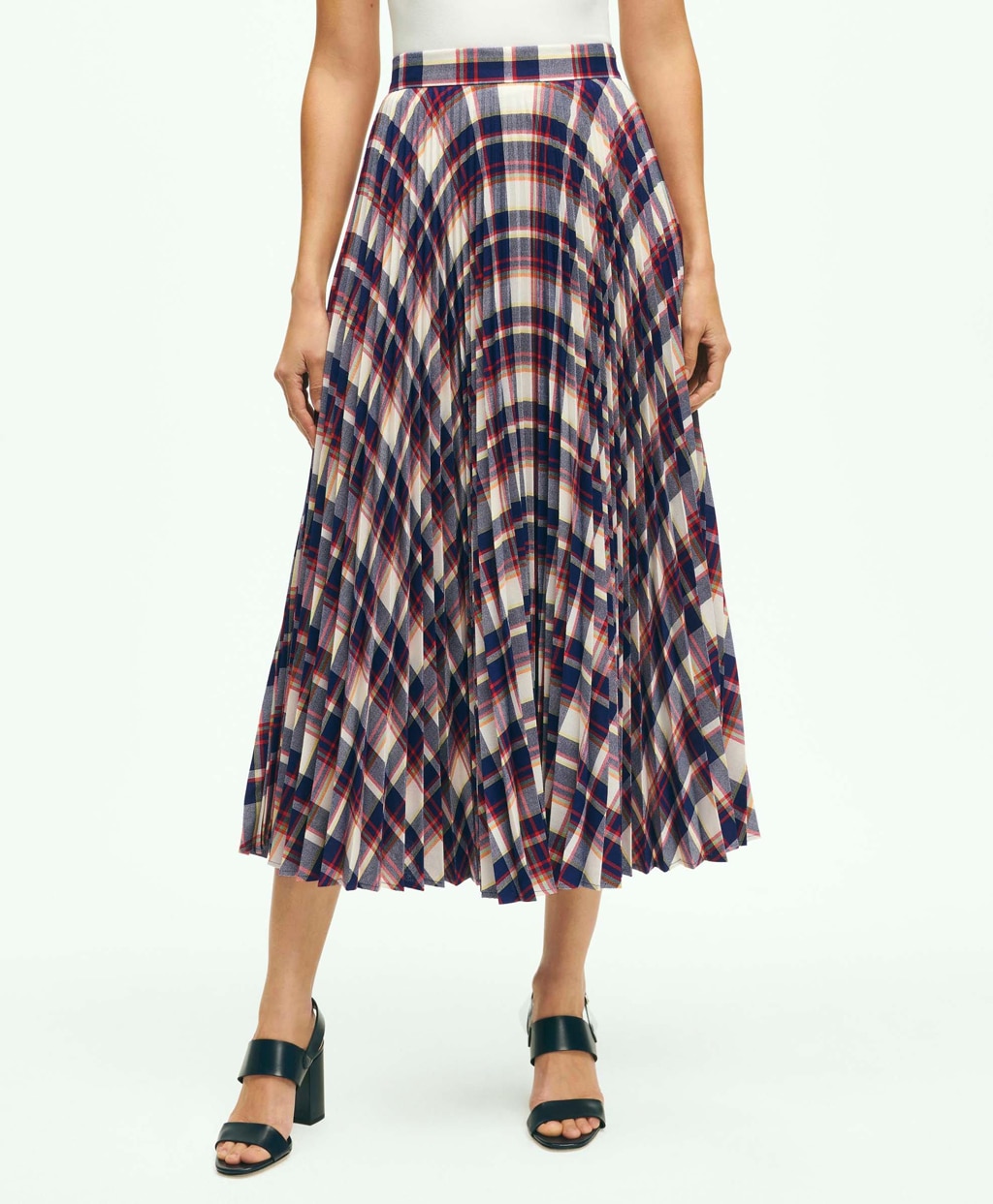 ポリエステルブレンド マドラスチェック プリーツスカート | Brooks