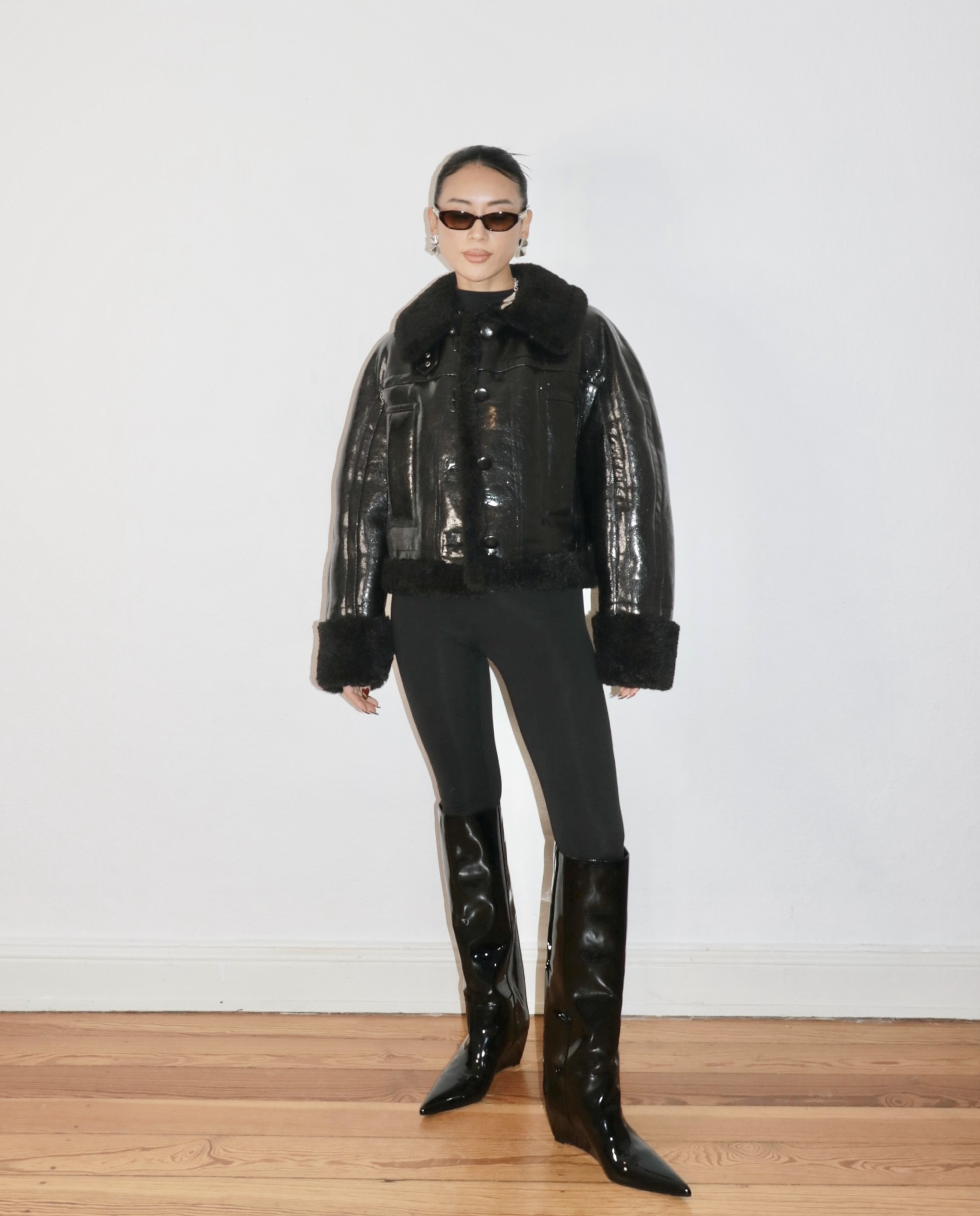 STAND STUDIO］Senna High Boot グロッシーパテントウェッジブーツ