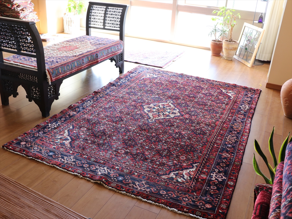 ペルシャじゅうたん トライバルラグ ハマダン イラン西部 223x155cm