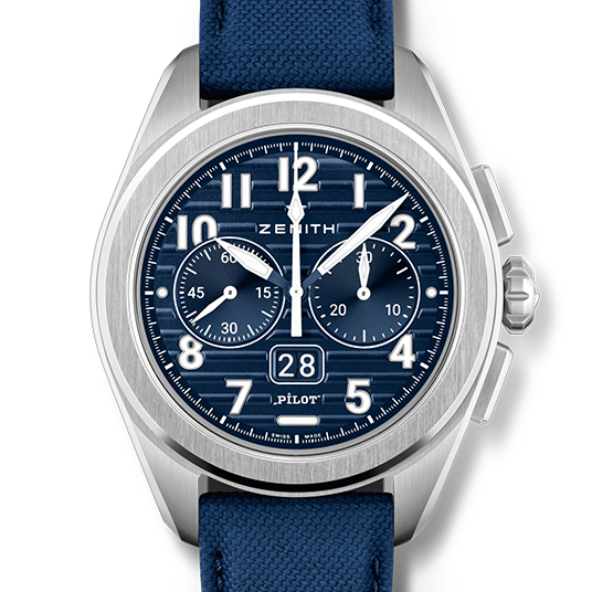 2024年 ゼニス新作 パイロット ビッグデイト フライバック ブルー