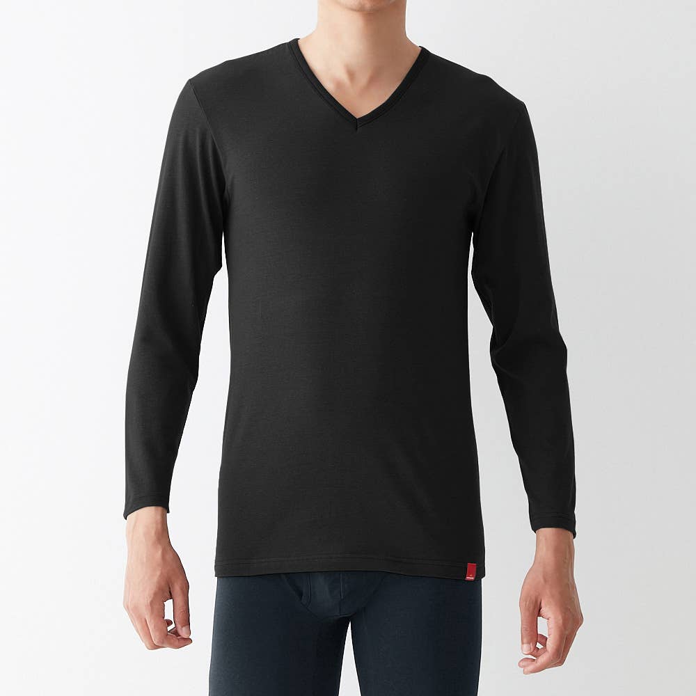 綿のチカラ】長袖Vネックシャツ（V首）(9分袖)【SALE】 MHA109B