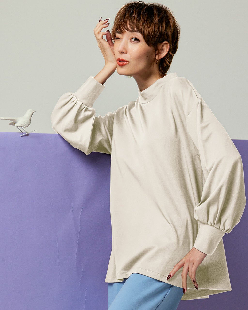 ソフトポンチ・ボリューム袖プチハイネック/DoCLASSE