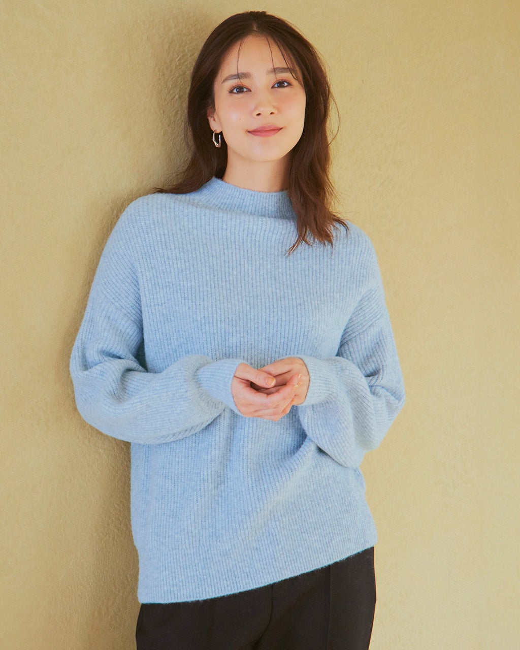 ストレッチリブ・片畦ハイネックセーター/DoCLASSE