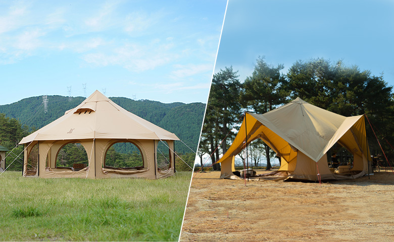 八角形と四角形でどう変わる？タケノコテント2とツクツクベースを徹底