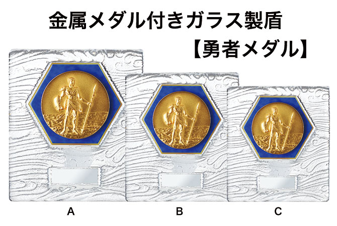 表彰記念楯】勇者メダル付きガラス製盾 VS-5504勇者シリーズ（高さ
