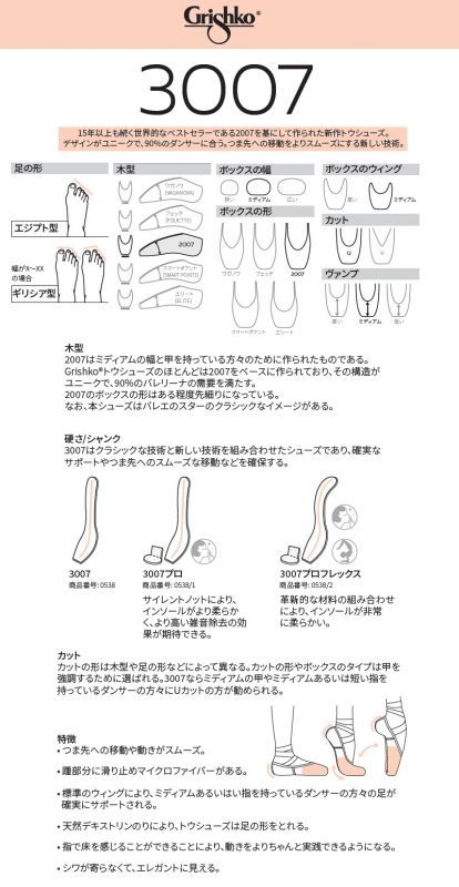 グリシコ 3007プロフレックス トウシューズ GRISHKO バレエ用品の