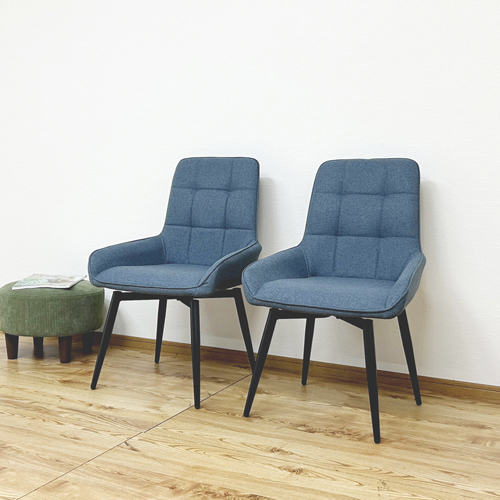 回転式ダイニングチェアー!2脚入!ブルー色! DC-RKKA-BL 後藤家具物産